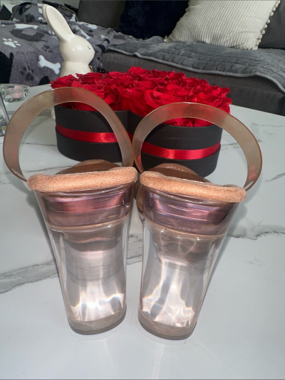 Steve Madden Nude Clear Strap Block Heel Sandal - Picture 6 of 8